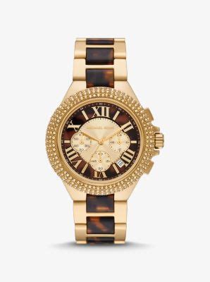 Reloj Camille Oversize De Acetato En Tono Dorado Y Carey Con