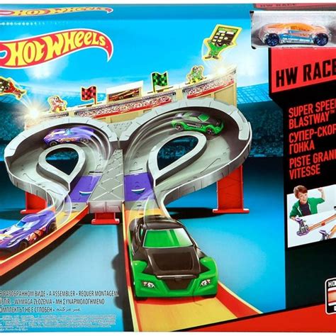 Mattel Toys Hot Wheels Super Speed Blastway Track Set Hot Wheels Car Black Included New