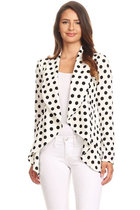 Moa Collection Womens Polka Dot Blazer Style Jacket