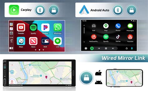 Hikity Inalámbrico Carplay Android Auto Radio de Coche 1 Din con