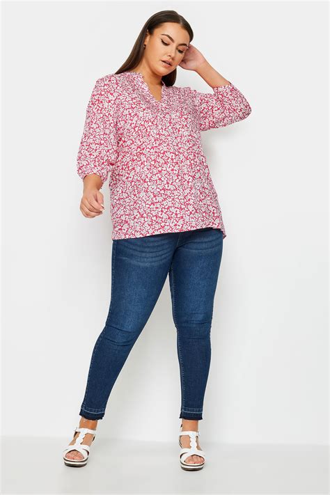 Yours Plus Size Pink Floral Print Pintuck Blouse Yours Clothing