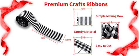 Amazon MuRealy Ribbon For Crafts Wired Black And White Striped