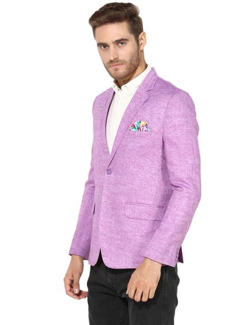 Purple Plain Linen Stitched Men Blazers Hangup 3020440