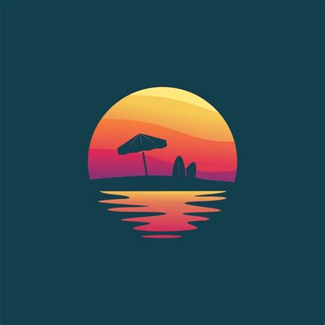 Premium Vector Sunset Beach Logo Design