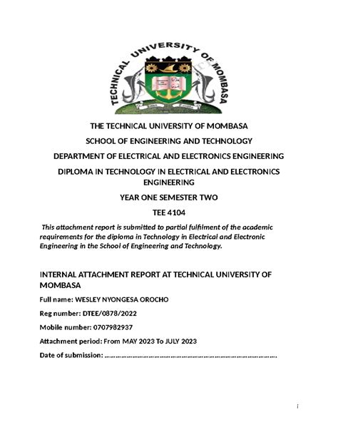 Technical University Of Kenya Courses Mombasa 2