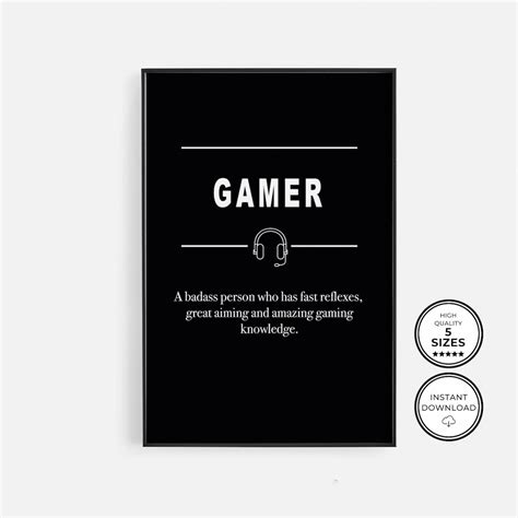 Gamer Room Decor, Gamer Definition Printable, Gaming Art Accessories ...