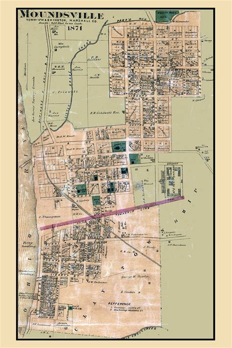 1871 Town Map of Moundsville Marshall County West Virginia - Etsy