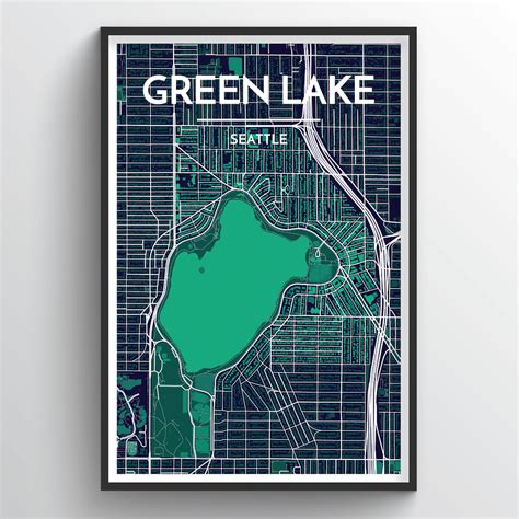 Seattle Green Lake Neighbourhood City Map Art Prints - High Quality Custom Made Art - Point Two ...