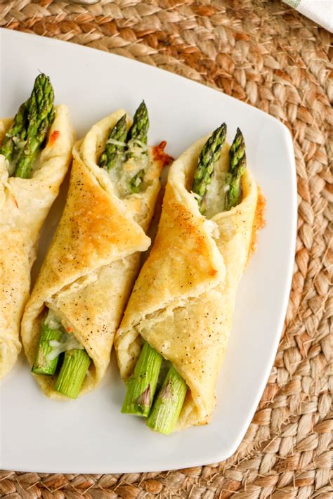 Cheesy Puff Pastry Wrapped Asparagus - Beautiful Appetizer or Side Dish!