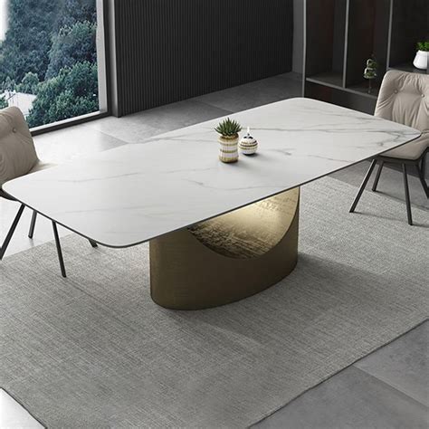 Hobart Modern Rectangular Dining Table With Sintered Stone Tabletop