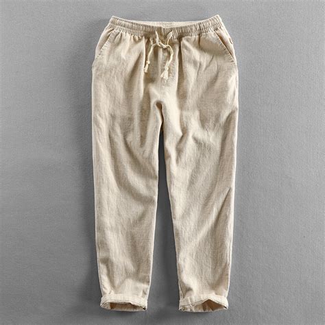 Autumn And Summer Men‘s Casual Linen Solid Color Pants Men‘s Simple