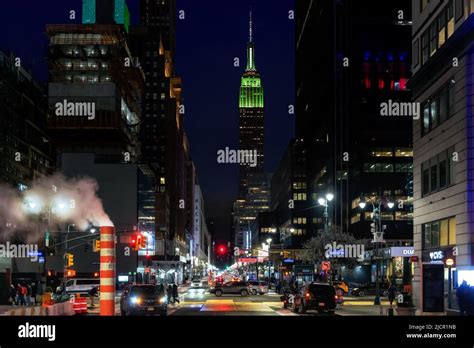 Night City street in New York City, Manhattan, USA Stock Photo - Alamy