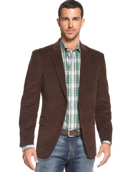 Men S Brown Solid Trim Fit Corduroy Sport Coat With Elbow Patches Men