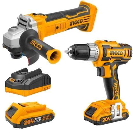 Ingco Cordless Drill Angle Grinder 2 X Battery And 1 X Charger