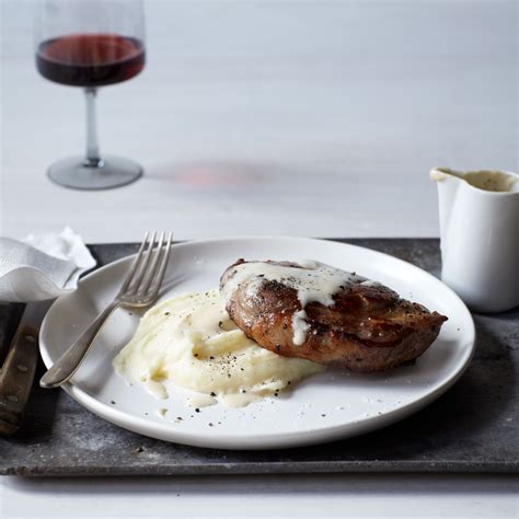 Milk Braised Pork Chops With Mashed Potatoes And Gravy Food And Wine Maple Pork Chops Braised