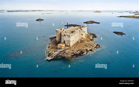 Aerial View Of The Chateau Du Taureau In Plouezoc H Near Carantec In