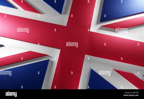 UK flag, flag of the United Kingdom. Metallic geometrical design background. Digital 3D render ...