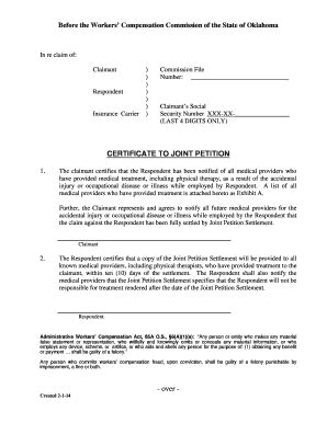 Fillable Online Justia Certificate To Joint Petition State Forms