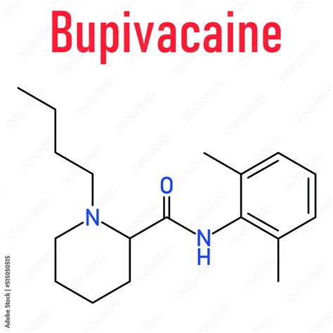 Skeletal Formula Of Bupivacaine Epidural Anesthetic Drug Molecule