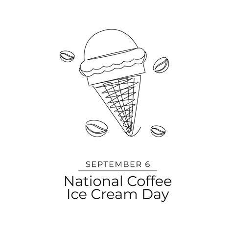 National Coffee Ice Cream Day Line Art Design Eps 10 Continuous Line