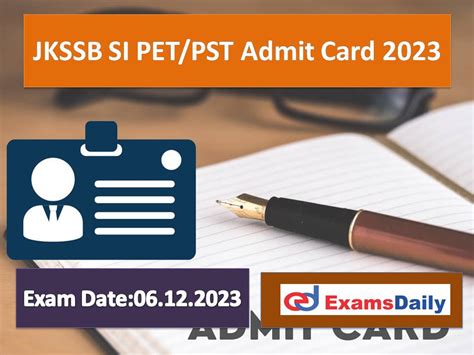 Jkssb Si Petpst Admit Card 2023 Download Physical Standard