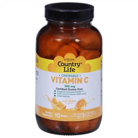 Country Life Chewable Vitamin C Juicy Orange Flavor Wafers Mg