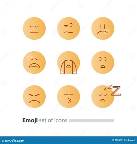 Emoji Icons, Emoticon Symbols, Face Expression Signs, Minimalistic ...