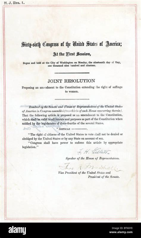 19th Amendment To The Us Constitution Womens Right To Vote Passed