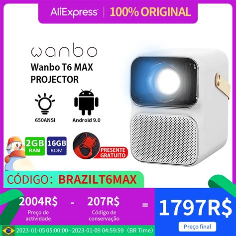 Wanbo T6 Max Projetor 4k 1080p Android 9 0 Mini Projetor 650ansi Lumens