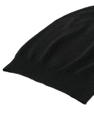 Rick Owens Mens Black Oversized Ribbed Trim Cashmere Beanie Hat Modesens