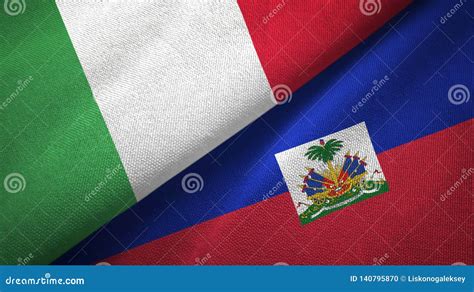 Haiti And Italy Flags Together Fabric Texture Illustration Royalty Free