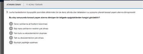 SOLVED ATANAN SINAV 11 KONU TEKRARI 3 Levha hareketlerinin biyoçe