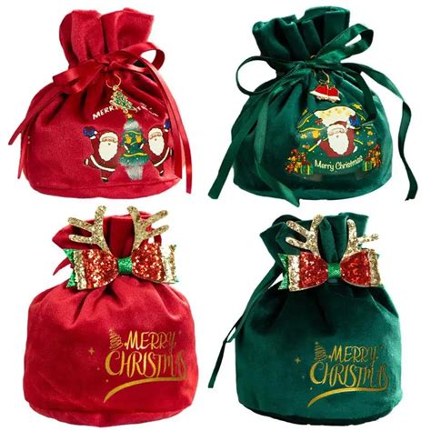 Bolsa De Regalo De Terciopelo Con Cord N De Pap Noel Bolsa Con Asa De