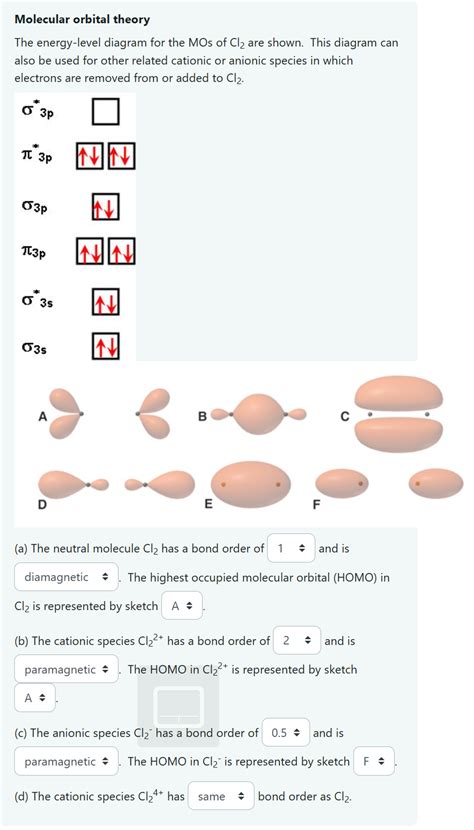 Solved Molecular orbital theory The energy-level diagram for | Chegg.com