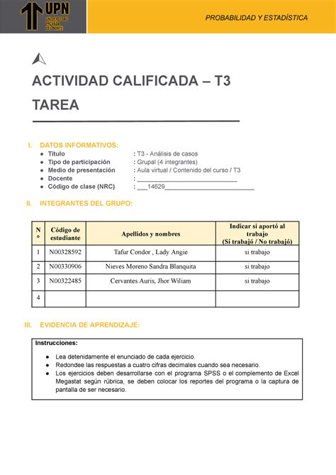 T Grupo N Buen Trabajo Actividad Calificada T Tarea I Datos