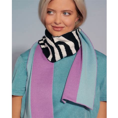 Shapes And Stripes Wool And Cashmere Scarf Lilac And Turquoise Ingmarson