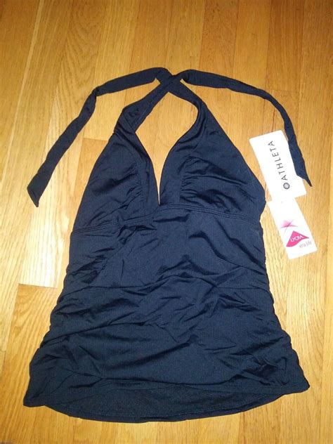 Nwt Athleta Small Shirrendipity Halter Tankini Black Swim Top Ebay