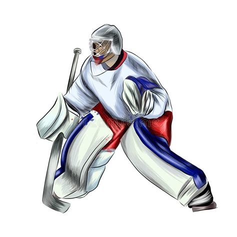 Hockey Goalie Player Hand Drawn Sketch Stock Vector Illustration Of