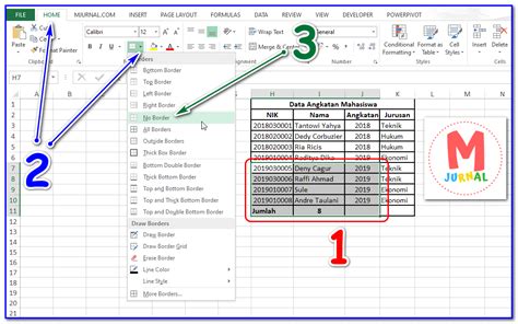 Cara Membuat Dan Menghilangkan Garis Border Di Excel M Jurnal