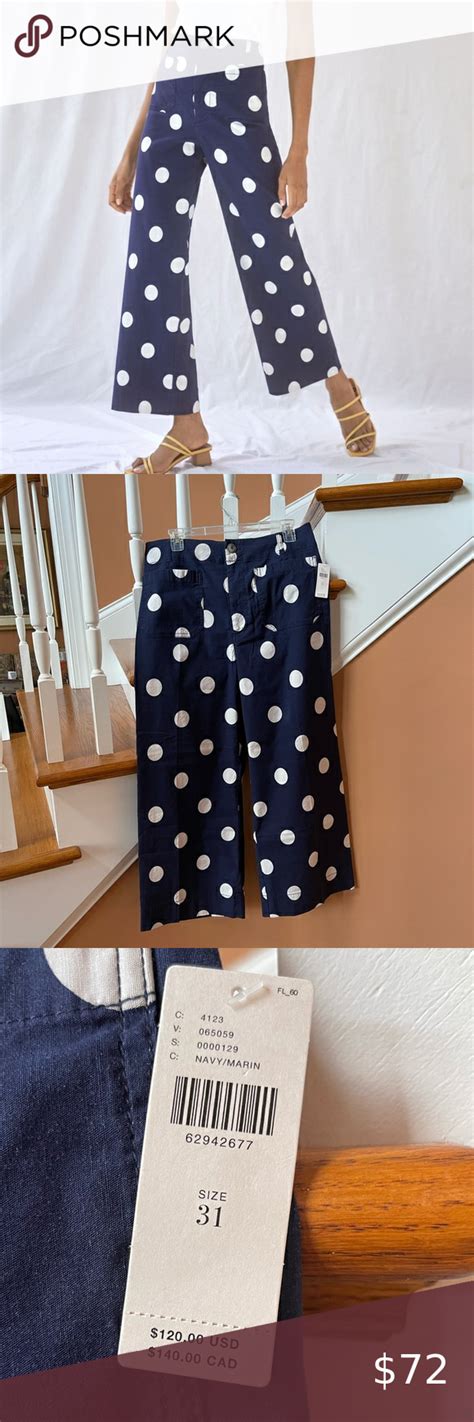 Anthropologie Nwt Sz Collette Cropped Wide Leg Polka Dot Maeve Pants