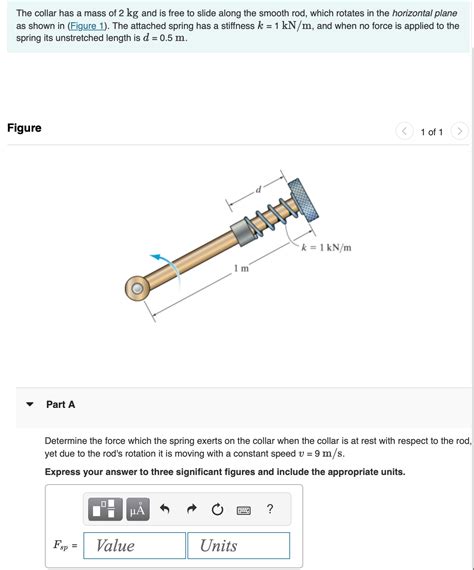 Solved The Collar Has A Mass Of Kg And Is Free To Slide Chegg