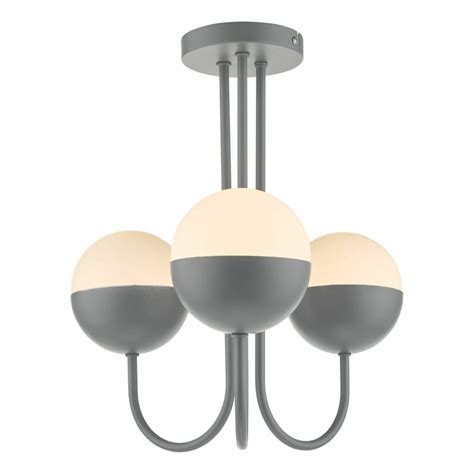 Modern Globe Hanging Pendant Ceiling Light Grey Opal Glass