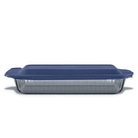 Pyrex® Colours Sculpted Smoke Bakeware Rectangle w/Plastic Lid 2.85L ...