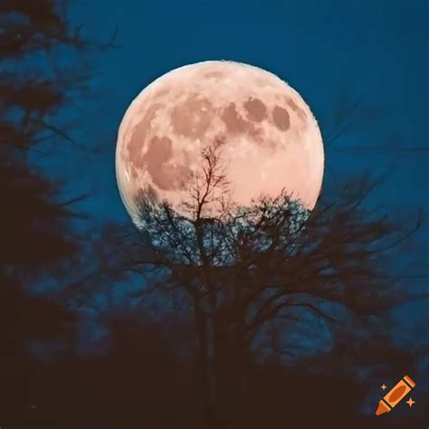 Full Moon Shining Over A Forest On Craiyon