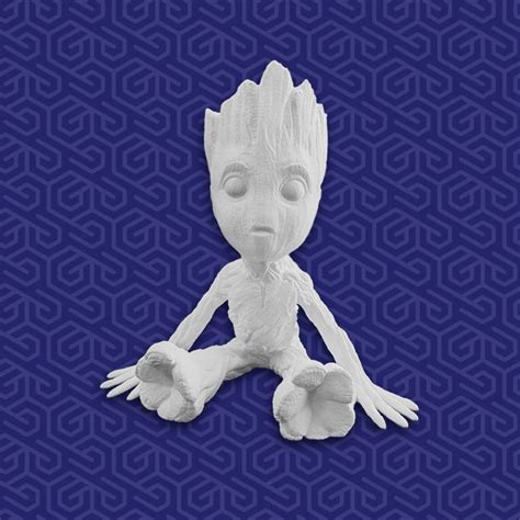 Large 6 Baby Groot 3D Printed Guardians Of The Galaxy 2 Figure White