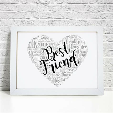 Personalised Best Friend Print Friendship Word Wall Art Etsy