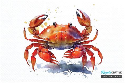 Watercolor Cute Baby Red Crab Clipart Graphic By Regulrcrative