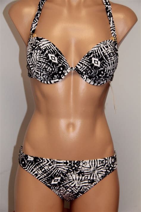 Nwt Bar Iii Swimsuit Bikini Pc Set Size M Underwire Black White Ebay