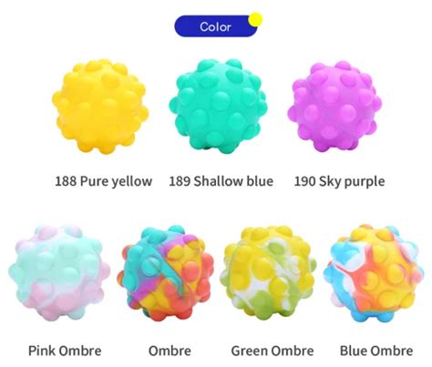 3d Bubble Stress Relief Pop Ball Fidgets Toys Push Portable Silicone