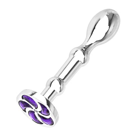 Plug Anal Joia Em A O Base Redonda Remov Vel Desenho Espiral Roxo Sex Shop Loja Do Prazer